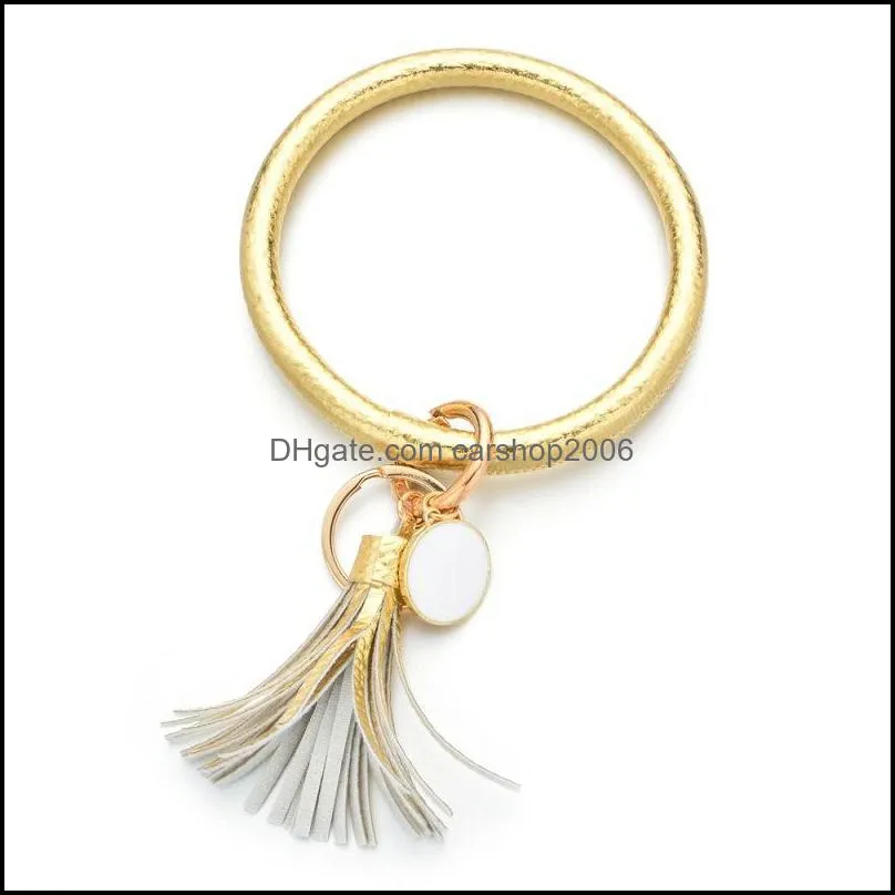 leather bracelet key rings bangle cute bag keychain tassel circle keychains wristlet car keys holder for women q37fz