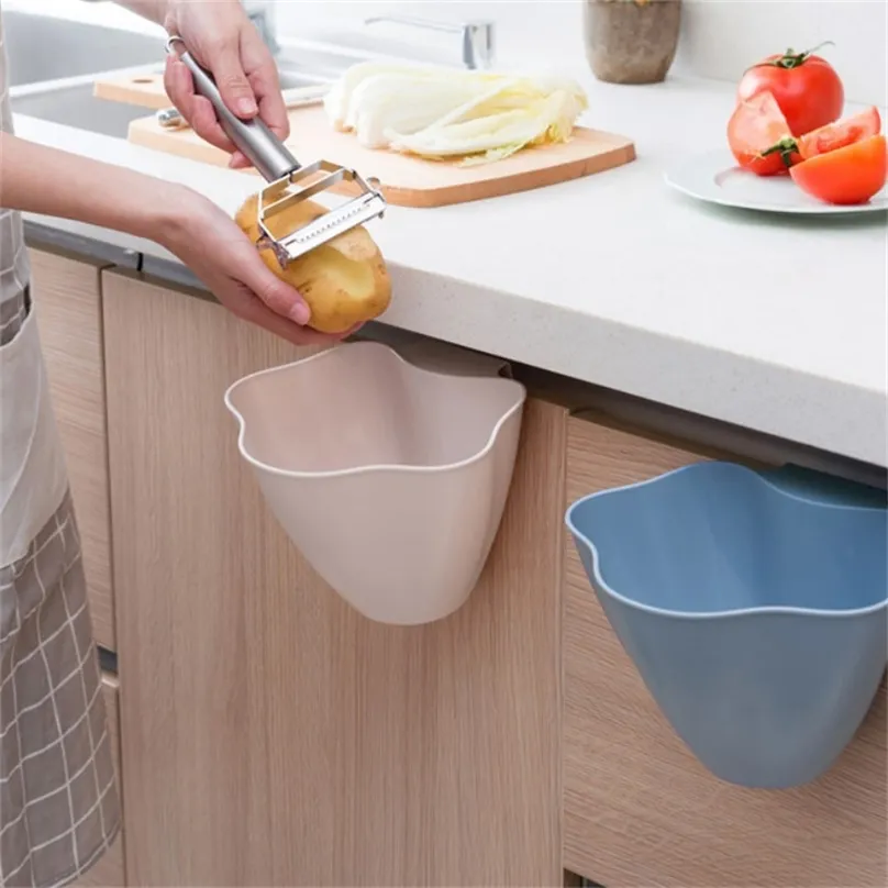 Kitchen Cabinet Door Hanging Trash Garbage Bin Can Rubbish Container Household Cleaning Tools Waste Bins 220618