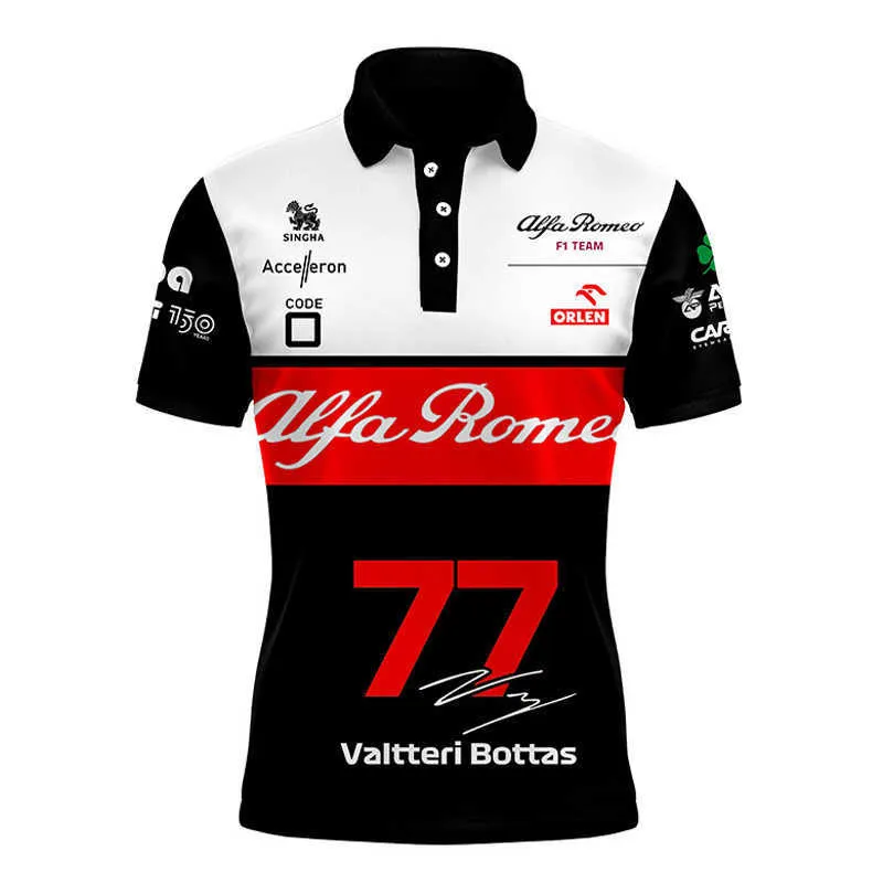 2022 Herrpikétröja F1 Formel 1 Alfa Romeo Team 2019 Sauber Racing Räikkönen Mode Dam Sommar T-shirts 5XL utomhussportkläder