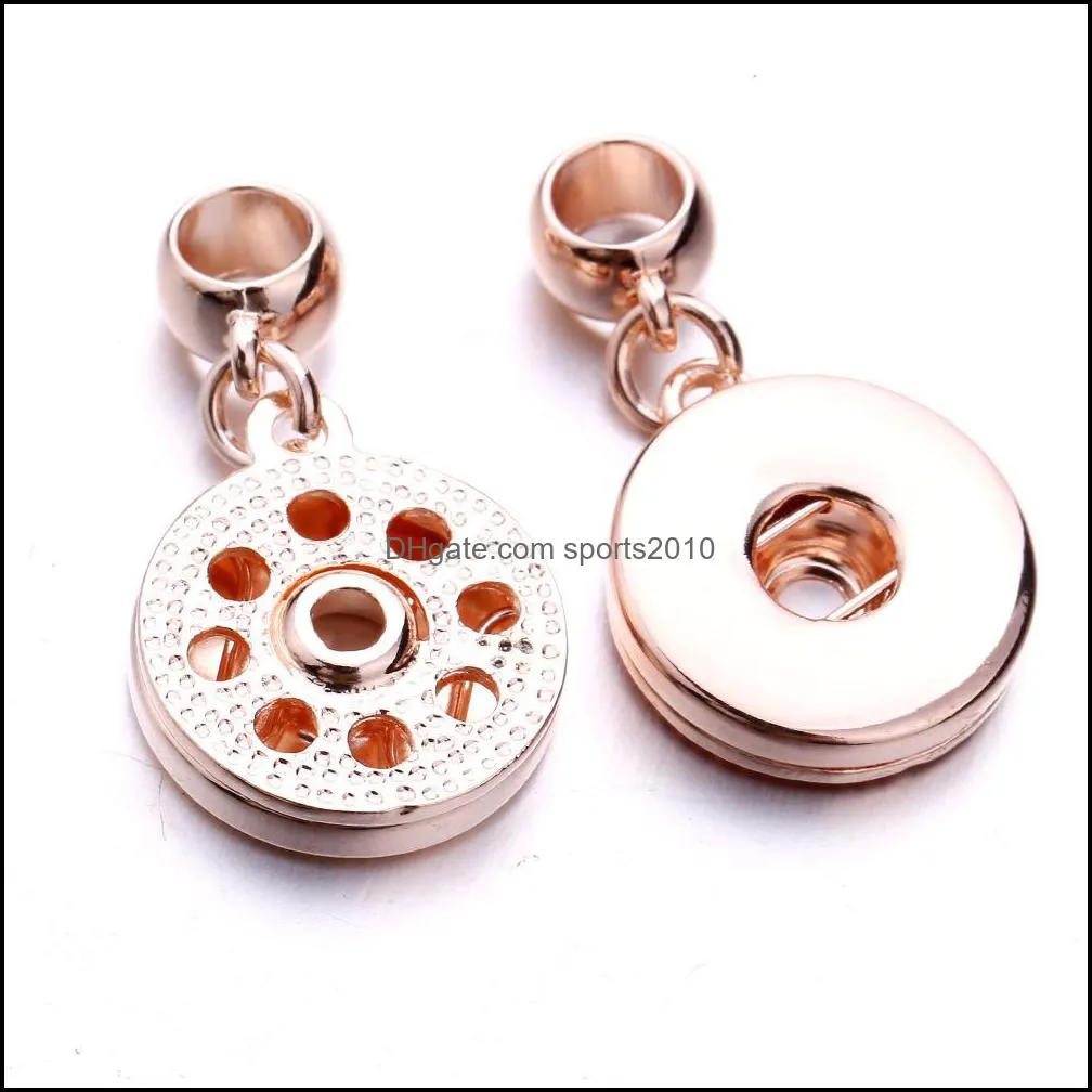 silver gold rose color 18mm snap button charms connector pendant jewelry making diy necklace earrings bracelet supplier sports2010