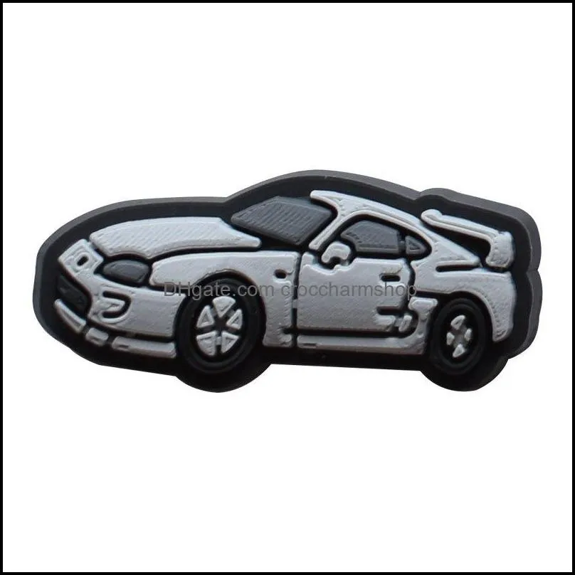 Pvc Racing Car Shoe Decoration Charm Buckle Accessories Jibitz for Croc Charms Clog Buttons Pins