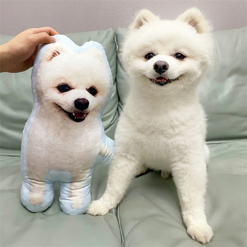 Персонализированная PO DIY PET Cushion Toys Dolls фаршированная подушка для животных Custom Dog Cat Picture Рождественские подарки Мемориальный подарок 220607