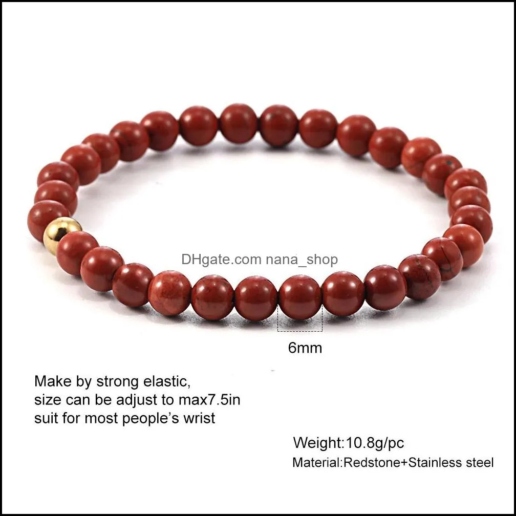 Minimalist 6MM Bead Bracelet for Women Men Tiger Eye Volcanic Stone Agate Beaded Yoga Stretch Bracelets