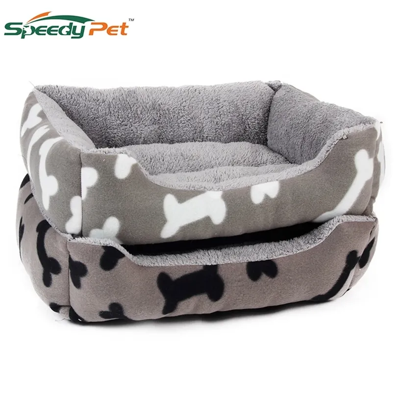 Auto-aquecedor Ortopédico Luxo Cama de gato Retângulo Cama de animais de estimação com pata de cachorro Imprimir camas de inverno para Kittern Cats Pet Supplies 201111