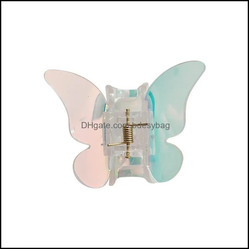 korean new fashion dazzle color transparent acrylic hairpin mermaid butterfly square shark clip for woman girls