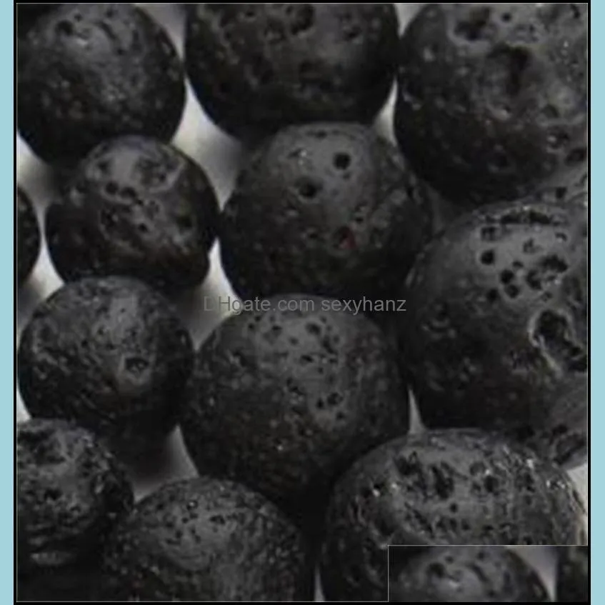 4 6 8 10 12mm Natural Lava Stone Beads Black Volcanic Rock Round Stone Loose Beads For DIY Jewelry Bracelet Making Wholesale 374 T2