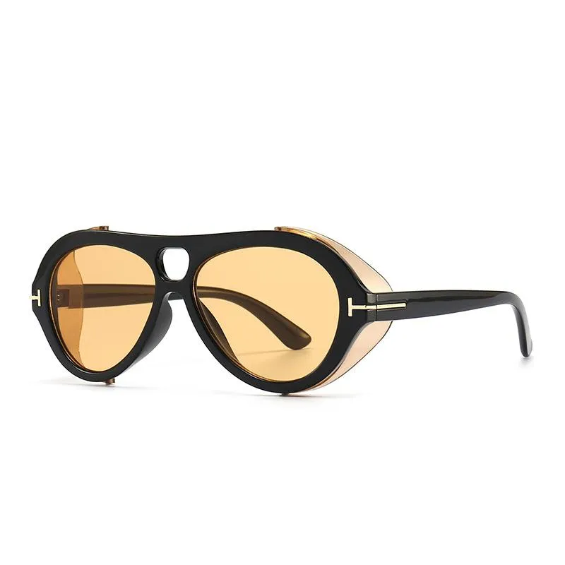 Zonnebrillen mode coole Naghman navigatorstijl Steampunk Men Women Women 2022 Punk Side Shield Brand Design Round Sun Glasses UV400Sunglasses