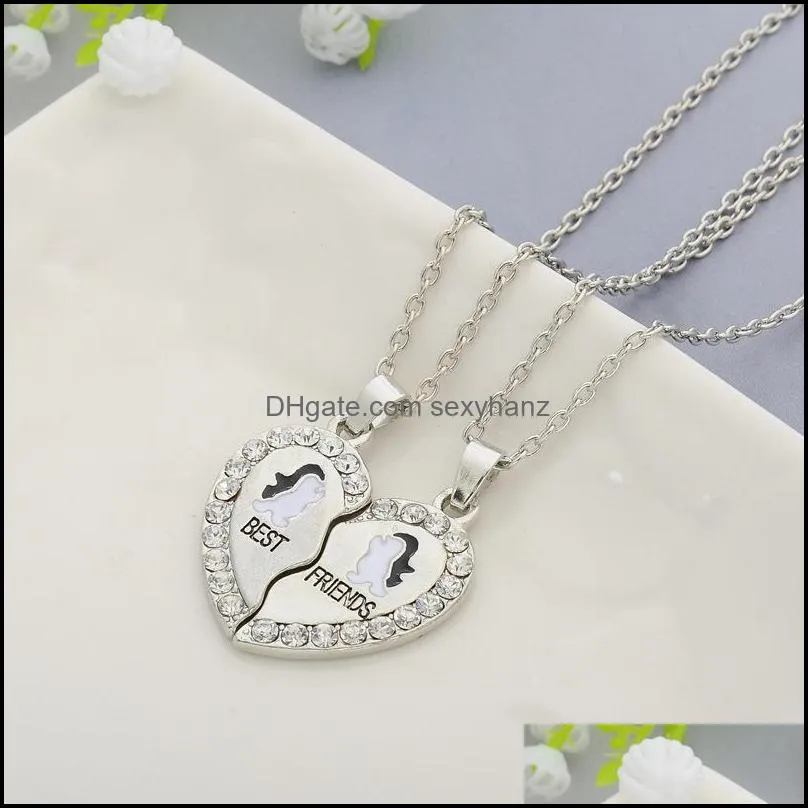 2 pcs New Design Love Heart English Letter BFF Pendant Necklace Friendship Best Friends Forever Necklaces