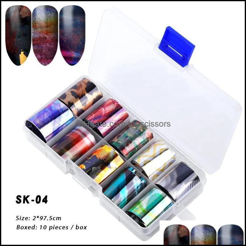 NA060 10pcs/set nail art sticker Nail Foil Laser Design nail sticker 15 Styles Sky Star Decal Manicure Decoration DIY