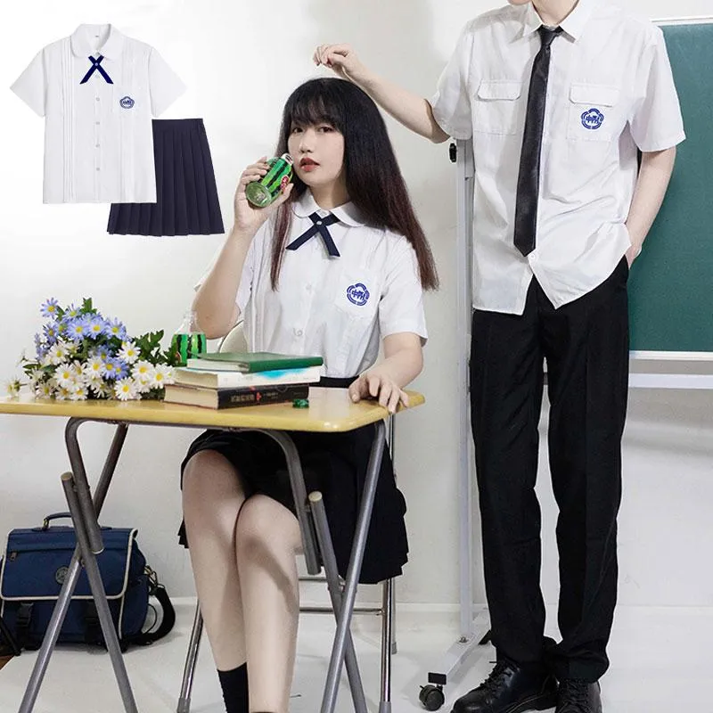 Clothing Sets Korean School Clothes Girls Chinese Student Sailor Suit Pleated Skirt Navy Dress High Seifuku Graduation JK UniformsClothing