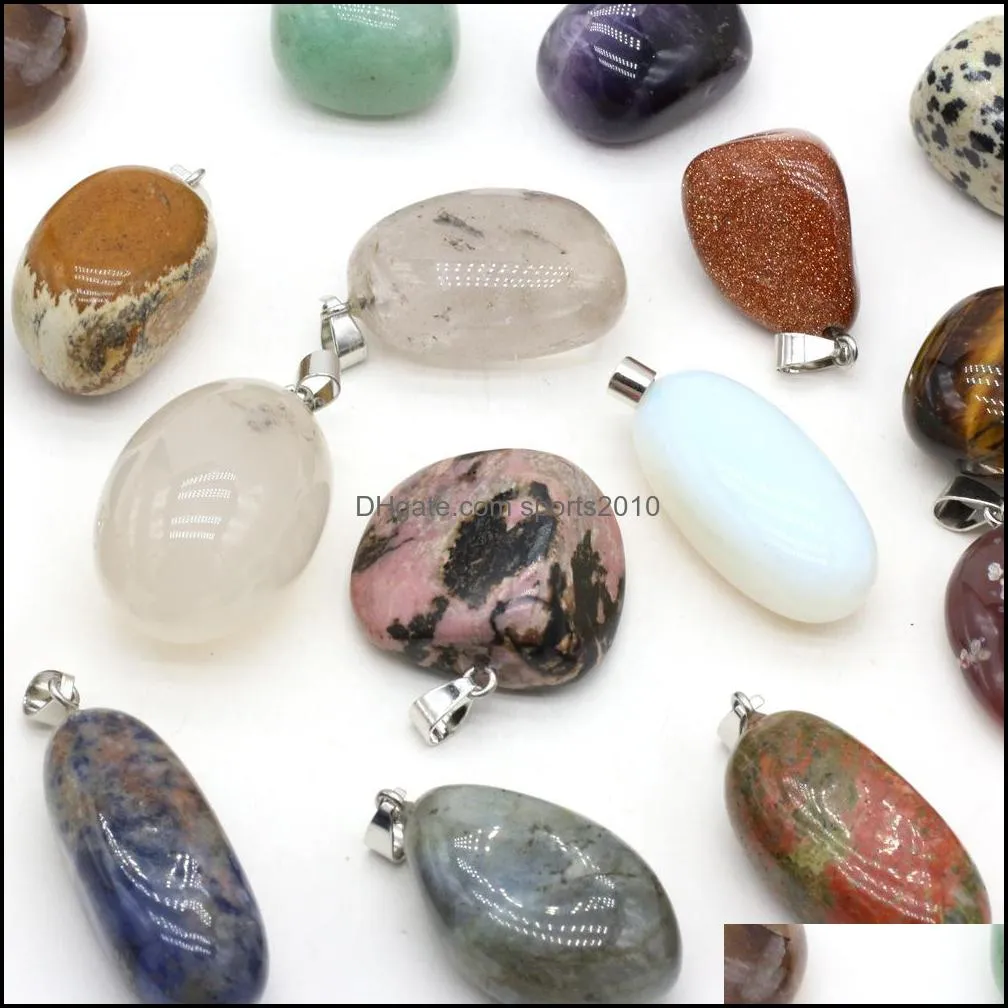 irregular natural stone charms healing reiki rose quartz crystal pendant diy necklace women fashion 20x30-25x40mm sports2010