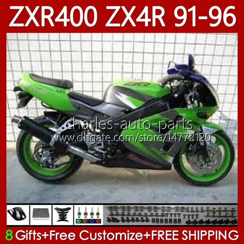 Kit carrosserie pour KAWASAKI NINJA ZXR 400 CC ZX-4R ZXR400 91 92 93 94 95 96 Capot 138No.27 ZX4R 400CC ZX 4R Vert blk ZXR-400 1991 1992 1993 1994 1995 1996 Carénages complets ABS