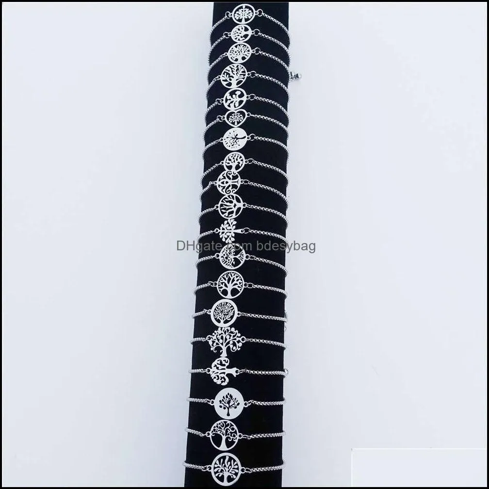 Charme Bracelets Bijoux S Bracelet Rvs Plante Arbre Réglable Pour Femmes Hommes Pack 12 Pièces Mix Styles En Gros Drop Delivery 2021 Xjs8F