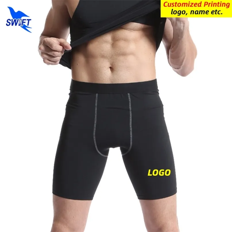 Customize Men Compression Shorts Summer Quick Dry Running Tights High Stretch Short Pants Fitness Gym Sportswear Bottoms 220704