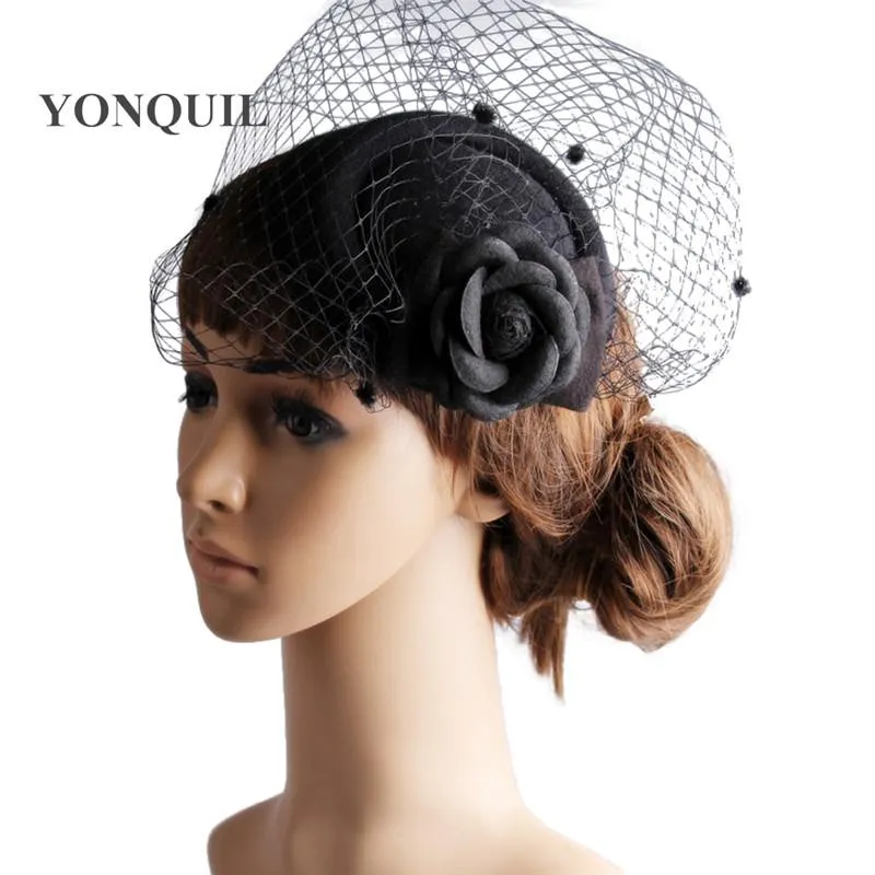 Berets Classical Color Fascinator Headwear Colorful Mesh Bridal Veils