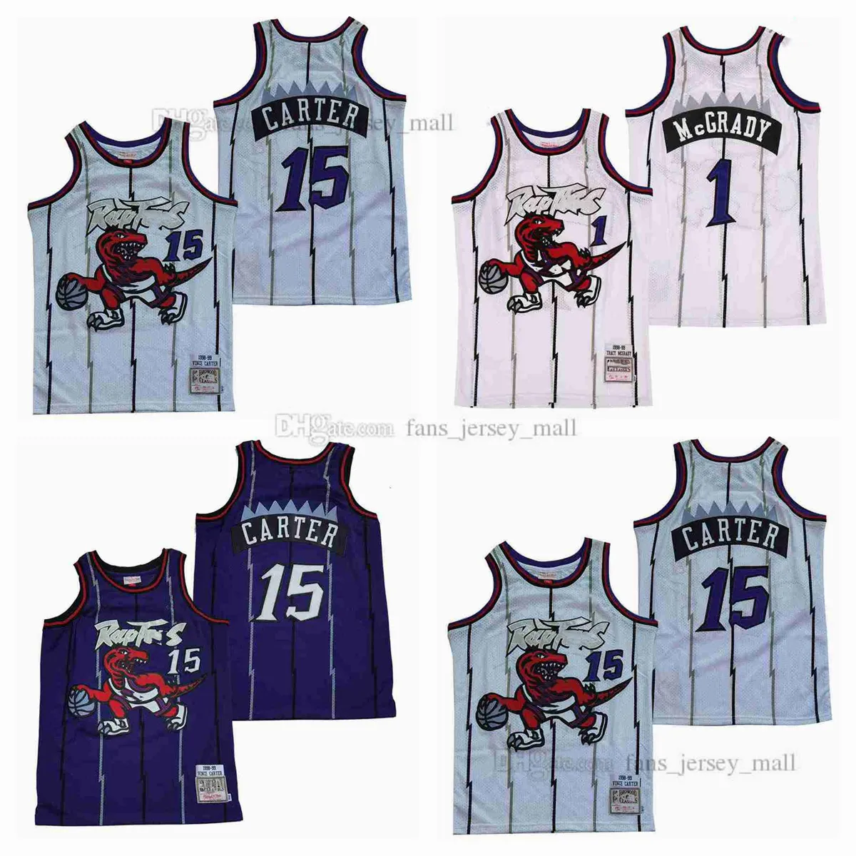 Camisas de basquete retrô Vince Carter Tracy McGrady camisa costurada 98-99 99-00