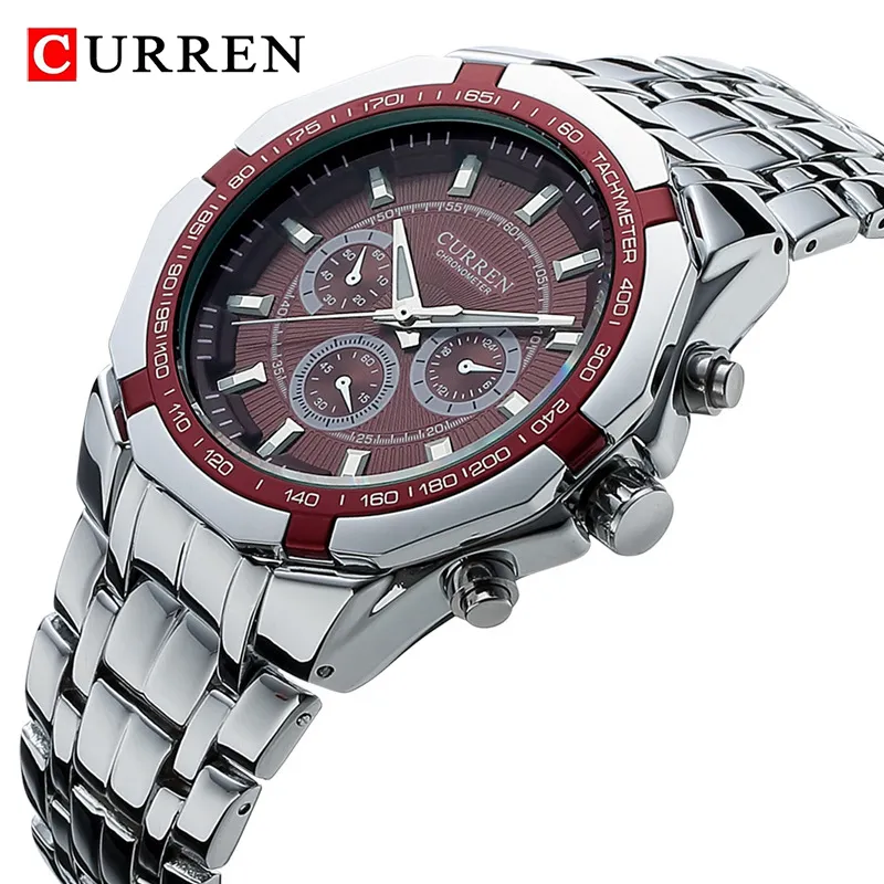 Curren Men luksusowa marka sportowa wojskowa męskie zegarki pełne stalowe kwarc Waterproof Waterproof Business Watch Relogio Masculino 220329