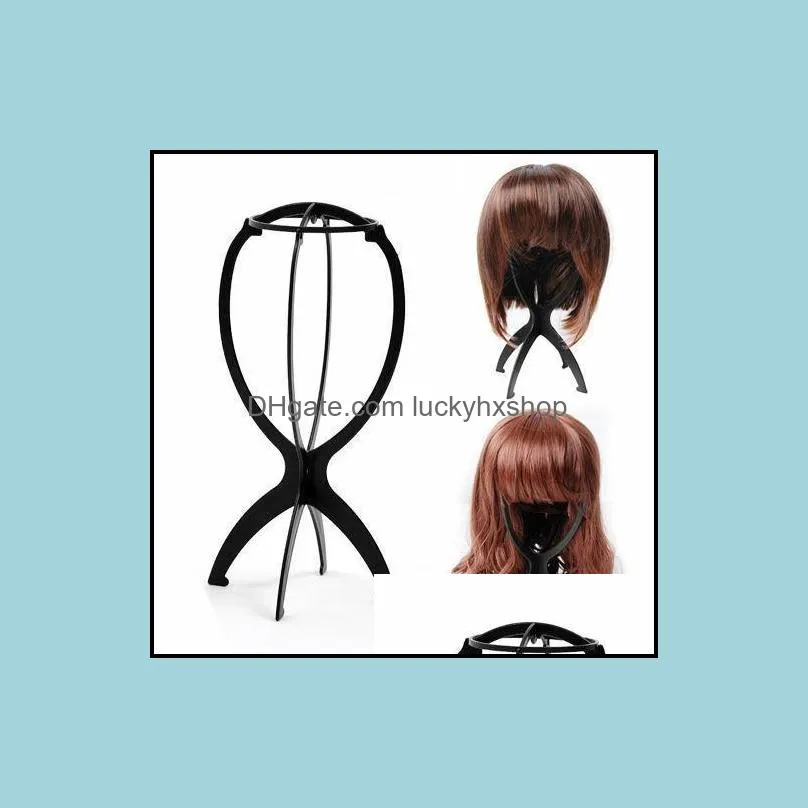 Popular Wig Stands Folding Stable Plastic Hat Cap Wig Display Mannequin Dummy Head Hair Extensions Accessory Holder Tool