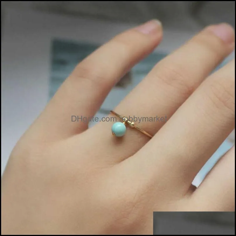 14K Gold Filled Knuckle Ring Handmade Natural Turquoise Rings Mujer Boho Bague Femme Minimalism Jewelry Rings for Women H1011