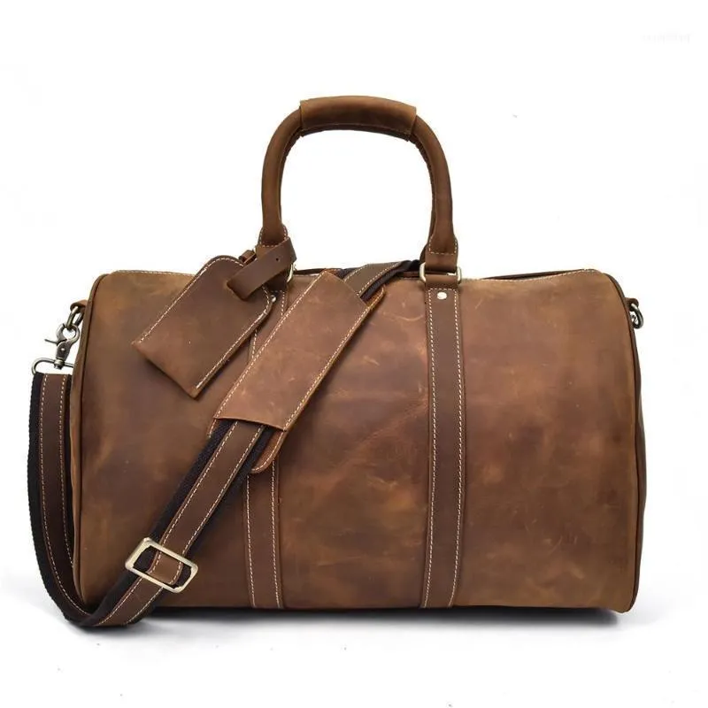Europe Fashion Leather Duffle Bags Travelling Shoulder Laptop Real Cow Skin Hand Luggage1