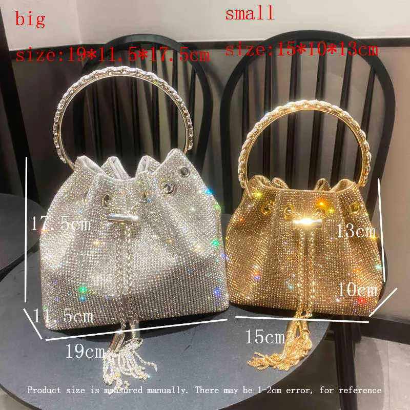 Evening Bag Handle Stones Clutch Bag Silver Shiny Diamond Purses and Handbag Designer Shoulder Crystal Bucket Purse 20220607