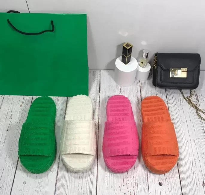 Designer Terry Cloth Weave Round Slides With Open Toe For Women Resort ...