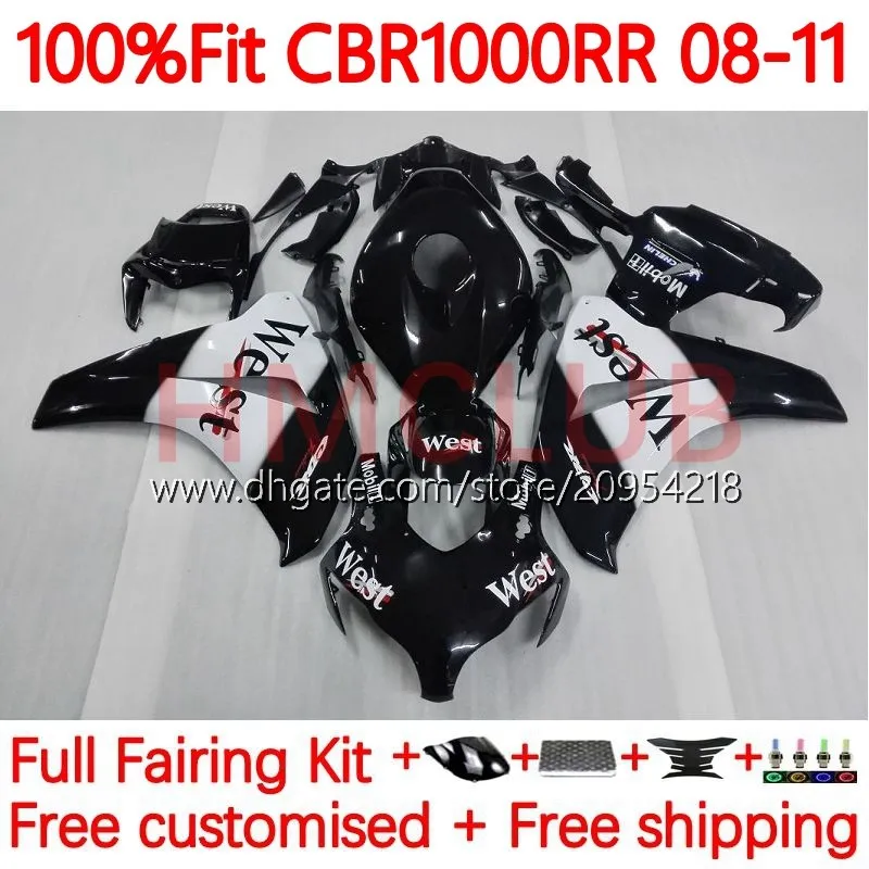 Corpo stampo per iniezione per Honda CBR1000 CBR 1000CC 1000 RR CC 08-11 Bodywork 113No.5 CBR-1000 CBR1000RR 08 09 10 11 CBR 1000RR 2008 2009 2010 2011 OMED OEM Black West West