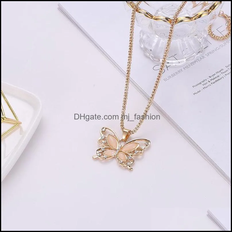 pretty butterfly necklace flawless opal butterfly pendant exquisite choker necklace sweater chain opal stone necklaces