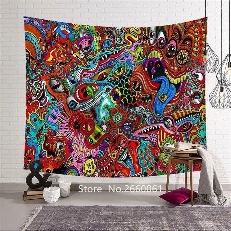 HD Inn Arts Colorful Trippy Tapestry Home Decor Wall Hanging Tracloth Picnic Mat Outdoor Sleeping Pad Photo Bakgrund TT70 T200601