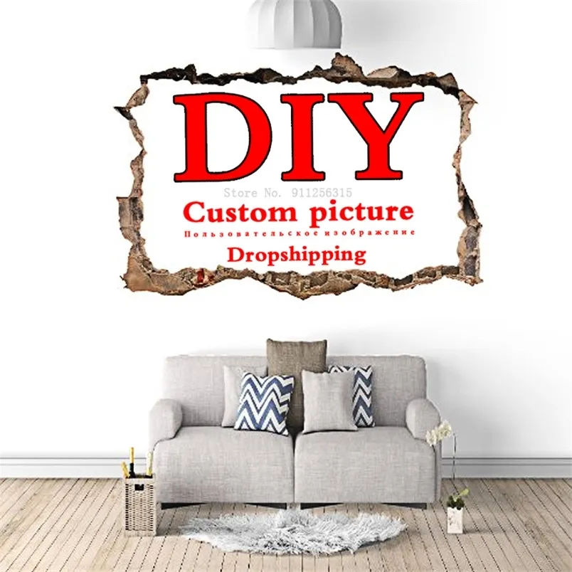 DIY Personalize sua imagem Decalques de adesivos de parede 3D decoração de decoração de arte vinil infantil bebê berçário mural DIY Pôster Crianças Decorações de quarto 220616