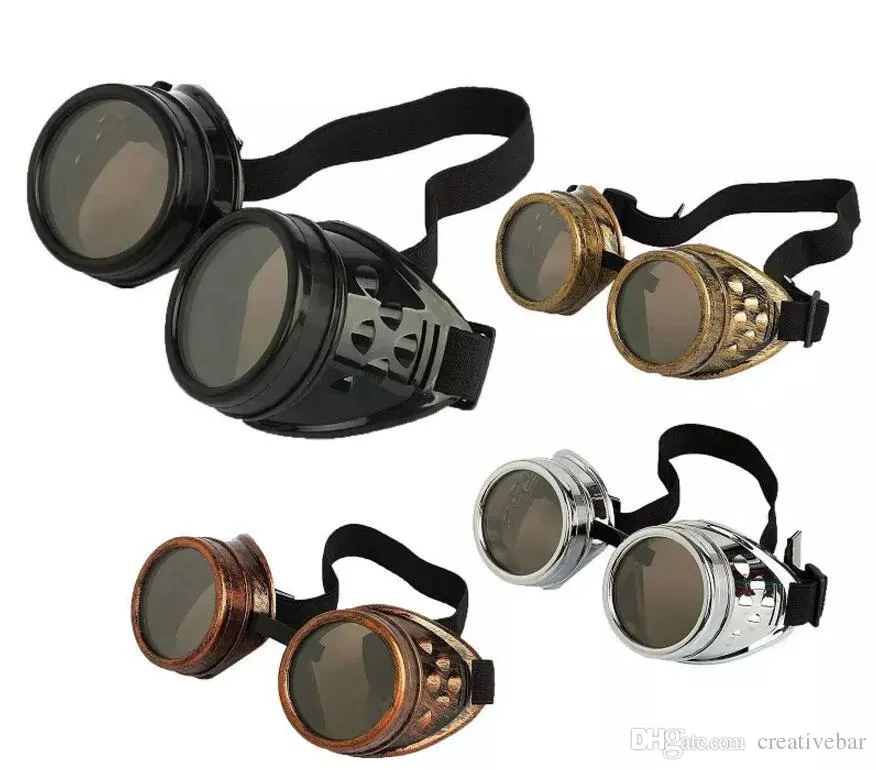 Cyber Goggles Steampunk Lunettes de soleil Soudage Goth Cosplay Vintage Lunettes Rustique Victorien mélange de couleurs sy222