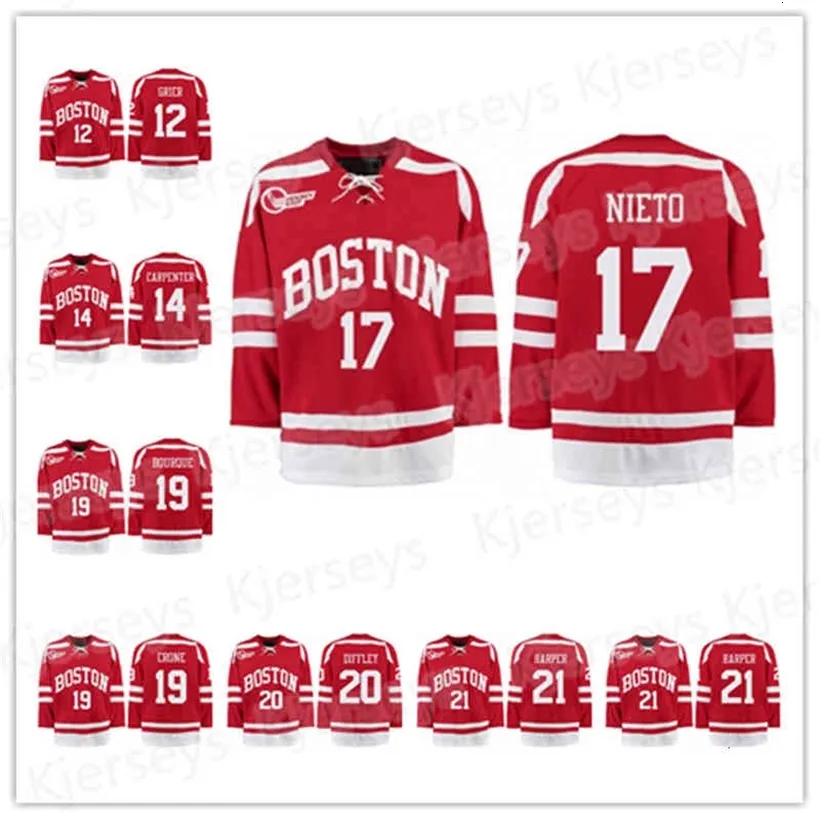 Ceodante Fabbro Boston University Terrier Jersey Bobo Carpenter Witkowski Joel Farabee Mark Cheremeta Hugo Blixt Patrick Harper Jake Oett 4XL