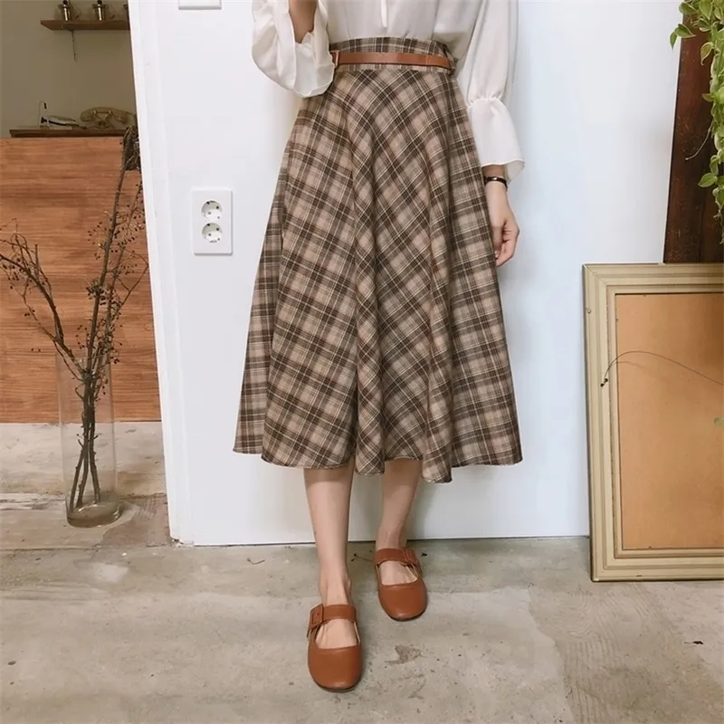 Vintage Plus Size Plaid Plaid Midi Skirt With High Waist And Vintage Plus Size Plaid Plaid Midi Skirt With High Waist And