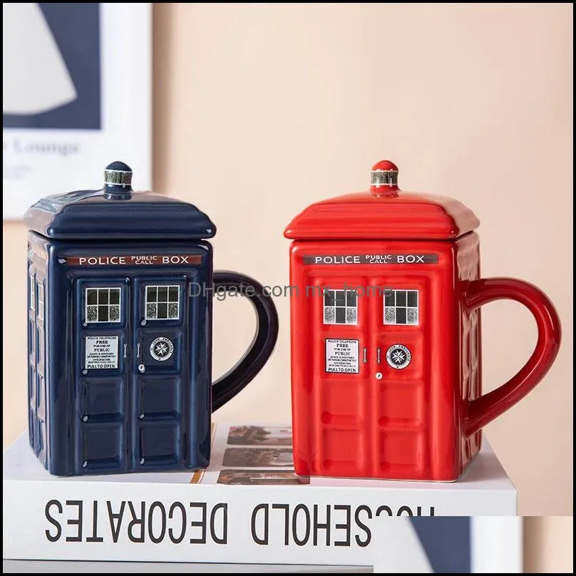 mugs creative retro booth cup ceramic telephone novel mug coffee with cover christmas presents