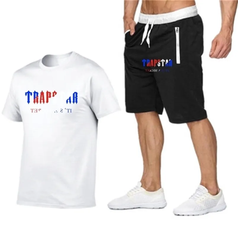 Trapstar Basketball Tracksuit 세트 남자 T Shirtshorts 세트 여름 스포츠웨어 조깅 바지 스트리트하라 주쿠 Tops Tshirt Suit 220610