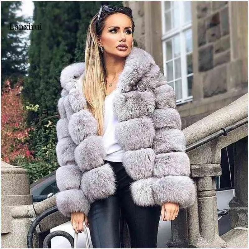Gray faux fur coat womens clearance