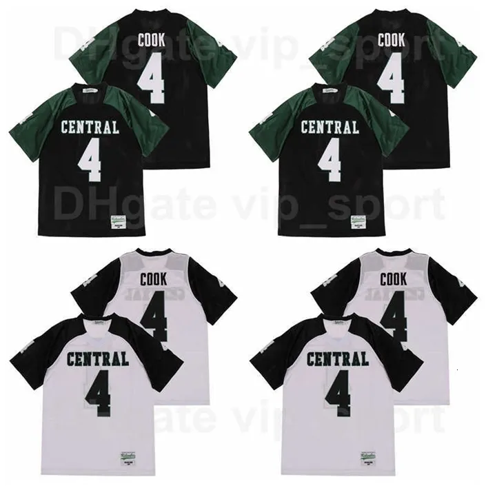 C202 High School Miami Central 4 Dalvin Cook Football Jersey Breatble Team Black Away White Color Pure Cotton Stitched and Embrodery Sport