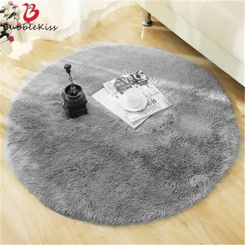 Bubble Kiss Fluffy Round Carpets For Living Room Long Plush Rugs Bedroom Kids Room Decor Area Rugs Bedside Shaggy Floor Mats 220511