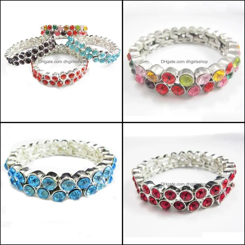 bangle 2021 women fashion classic alloy bracelet elastic with multicolor crystal