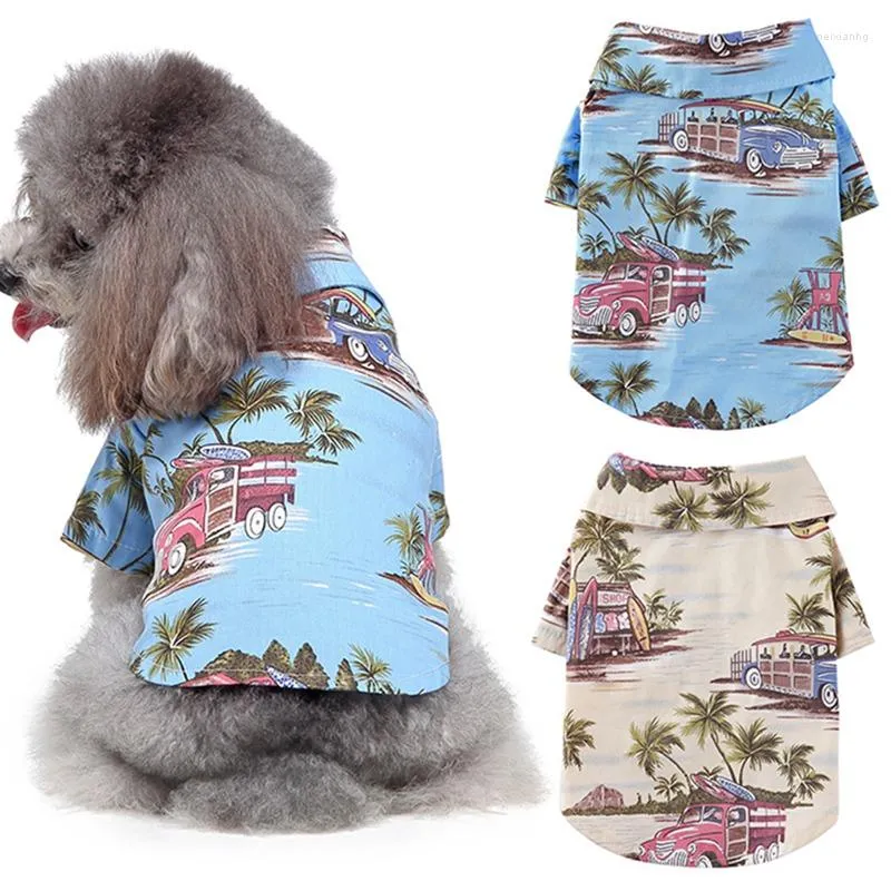 犬のアパレルシャツ服サマービーチシャツベストペット服フローラルTシャツハワイアン旅行のための小さなチワワイドグ