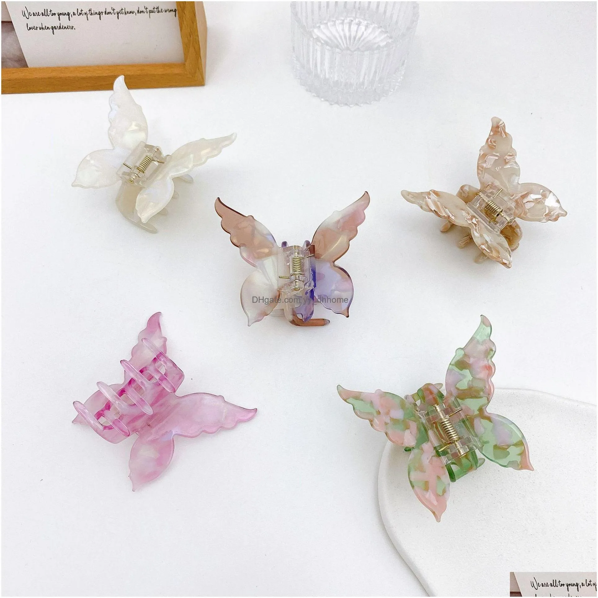 fashion jewelry colorful butterfly hairpin hair clips for women girls bobby pin acetic acid barrette back head barrettes hair grab headdress