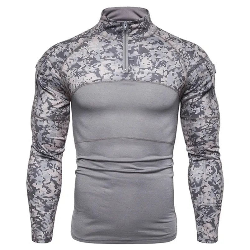 Mens Tático Camuflagem Atlético Camisetas Manga Longa Homens Tático Roupas Militares Camisa de Combate Assalto Traje do Exército 220726