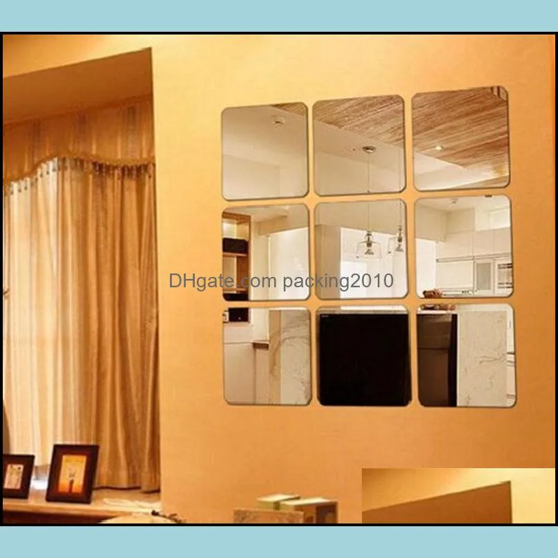 15cm * 15cm PET Square Mirror Surface Wall Sticker Decoration combination Removable mirror sticker For Free Shipping