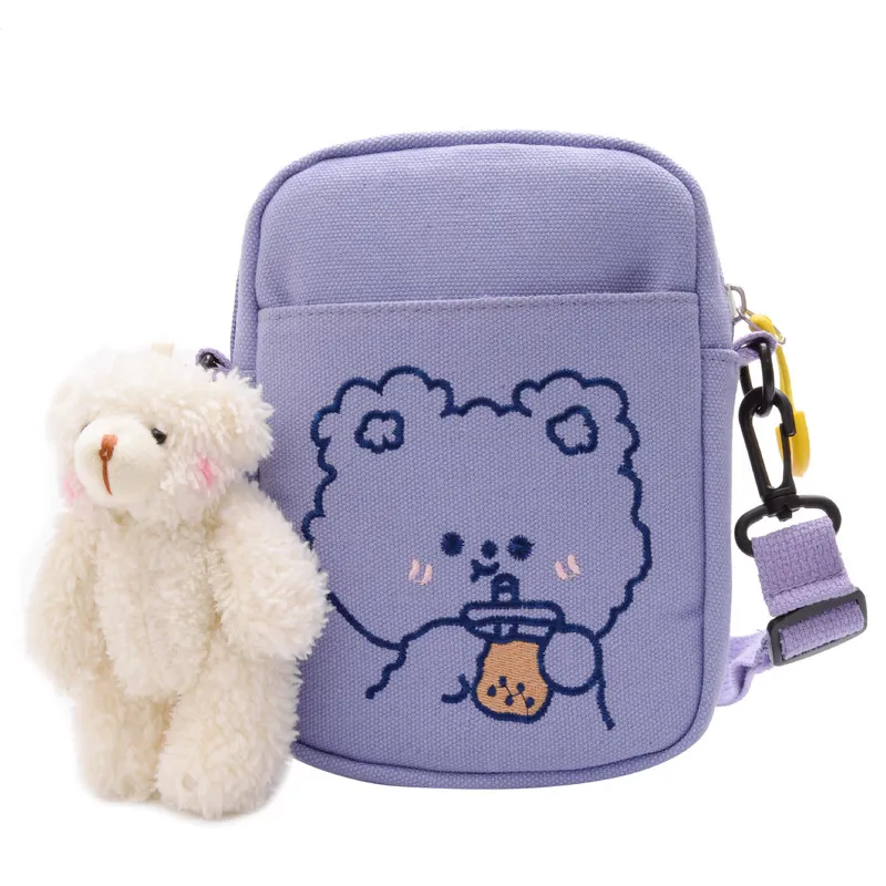 Płótno dzieci w przedszkolu torby komunikatorskie dla dzieci torba na ramię niedźwiedzia lalka maluchowa torba crossbody dla dziewczynki