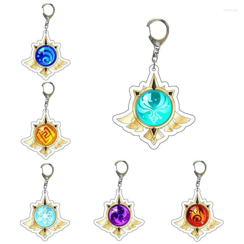 Keychains Game Genshin Impact Keychain Vision Gods Eye Men for Women Bag Pendant Key Chain Ring Smyckesgåvor Fred22