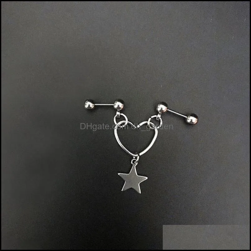 stud heart ear earring stainless steel piercing industrial earrings conch lobe studs pierc inears 16g 20g jewelrystud studstud