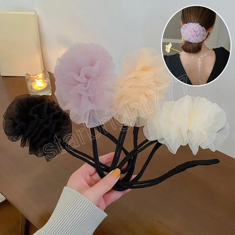 Donne Eleganti Fiori Chignon Maruko Acconciature Che Realizzano Strumenti Lunghi Fasce Per Capelli Fascia Per Capelli Accessori Per Capelli Moda