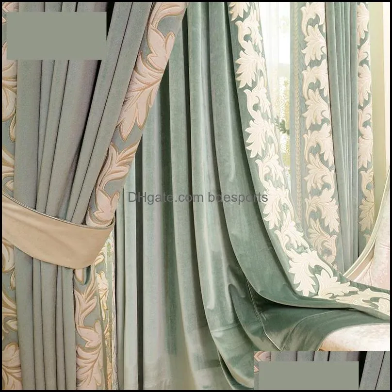 embroidered simple modern high-grade lace curtain Mediterranean living room curtain sheer tulle E151