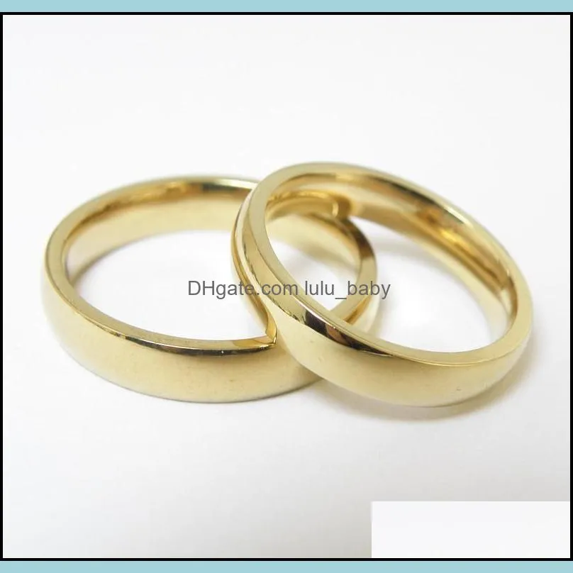 4mm stainless steel gold plated finger band rings for women men couple lovers party wedding jewelry