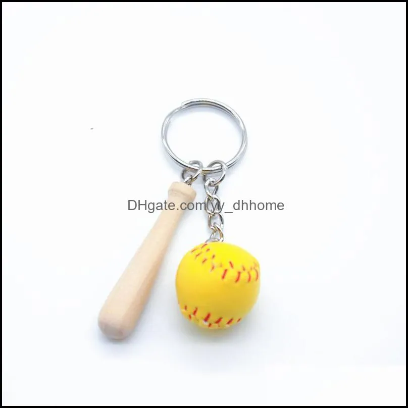 ups mini baseball softball party favors keychain with wooden bat for sports theme/ team souvenir athletes rewards